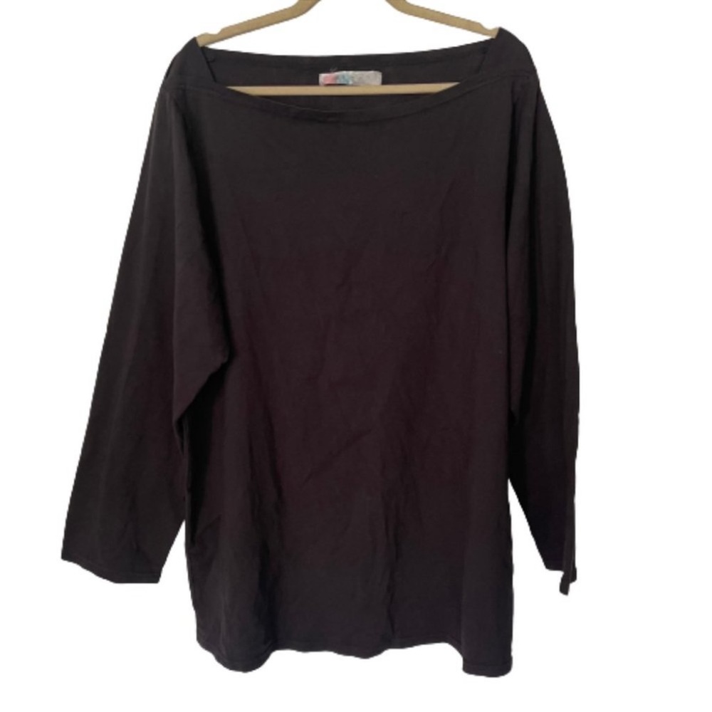 Free People Black Long-Sleeve Boatneck Top
